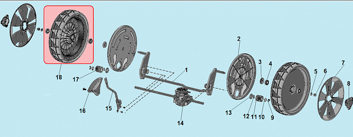 6 КОЛЕСА - РЕДУКТОР Газонокосилка CHAMPION LM5347
